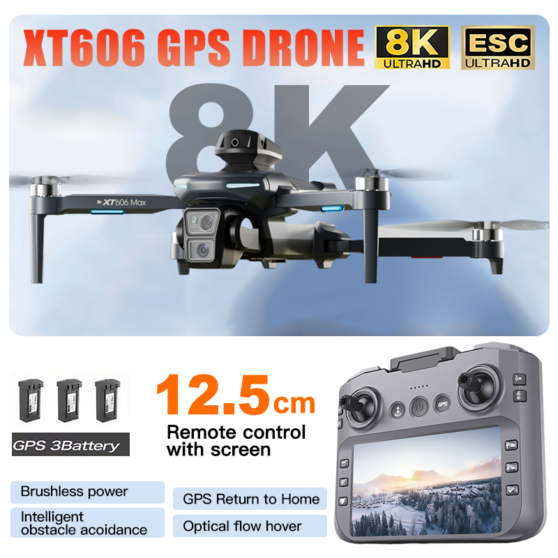 Drone Photogrammetry - XT606 MAX 3 배터리 드론 4k